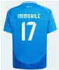 2024 Italies Maillots de football à manches longues Version du joueur Maglie Da Calcio TOTTI VERRATTI CHIESA Italia 24 25 Chemises de football Hommes Ensemble Kit Enfants Uniforme Barella Bonucci