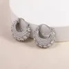 Серьги-кольца из серебра 925 пробы, полные сверкающего циркония для женщин, нежное белое золото, свадебные и помолвочные серьги, ювелирные изделия