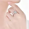 Cluster Rings Smyoue 4ct Radiant Cut Moissanite Solitaire Ring For Women D Color Sparkling Created Diamond Wedding Band S925 Sterl261z