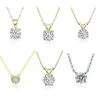 Colgantes Chapado en oro amarillo de 18 quilates 1 Diamante redondo de talla brillante Prueba D Color Moissanite Collar con colgante Plata 925 Cadena de piedras preciosas261O