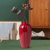 Vasos cerâmica vaso vermelho moderno rústico flor decorativa pequena para sala de estar prateleira entrada estante decoração de casa