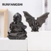 Sculptures 1PC Natural Crystal Golden & Silver Obsidian Crystal Crafts Devil's Eye Halloween Carving For Home Decoration