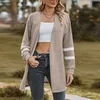 Kvinnors tröja Autumn Woman Clothing Knit Cardigan för kvinnor Knitwears Pink Grey LG Sleeve Top Open Stitch Female Clothes Y8er#