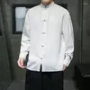 Vêtements ethniques Hommes Style chinois Col montant Hanfu Chemise à manches longues Tang Costume Veste Vintage Lâche Robe traditionnelle Mâle