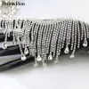 묘비 뜨거운 판매 양질의 Sier 도금 DIY 프린지 체인 AB Rhinestone Water Drop Tassel Trim Sew on Crystal Glass Decoration ML124