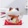 Miniaturen 5 inch Keramische Fortune Cat Zwaaiende Hand Plutus Kat Batterij Aangedreven Maneki Neko Beste Cadeau Woondecoratie Lucky Cat