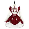 rosso carino Lolita Maid Dr Costumi Cosplay Suit per ragazze Donna Waitr Maid Party Costumi di scena y4Pb #