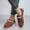 Casual Shoes 2024 Women Sneakers Canvas Solid Leopard Breathable Woman Flats Spring Lace Up Round Toe Flat