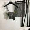 Damen Hoodies Sweatshirts Y Pailletten Frauen Camisole Rock Designer Gold Schnalle Tank Top Hohl Mesh Hohe Taille Half Drop Lieferung App Otvtc