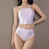 Bras Sets Women Sexy Pajamas Suspender Underwear Sensual Tops Glossy Slim Fit Silky Clubwear Intimates Lingerie Female Nightwear Uniform