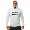 MENS LG SLEEVES Elasticitet Cott Hooded T Shirts Muscle Man Gym Fitn Bodybuilding Jogger Brand Clothing Tee Shirt Homme Z0ot#