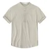 T-shirt à manches courtes pour hommes Cott et lin Casual Hommes T-shirts Couleur unie Chemise d'été Homme confortable respirant g8bp #