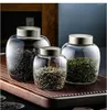 Storage Bottles Transparent Glass Bottle Tea Can With Lid Household Coffee Bean Sealed Box Kitchen Grain Dispenser
