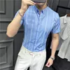 Merkkleding heren zomer casual shirts met korte mouwen/mannelijke slim fit fi hoge kwaliteit kantoor dr shirt plus size m-5xl 54eH #