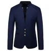 Preto levante-se colarinho blazer casaco masculino festa de casamento vestido jaqueta moda fino ajuste único breasted jaqueta azul marinho vinho vermelho 240313