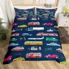 Bedding Sets Kids Cartoon Train Duvet Cover Set Toy Car Polyester Multicolor Vehicles Comforter Single Twin For Boys Teens