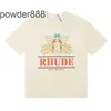 Rhude Long Tailed Parrot Print 230g Pure Cotton Double Yarn High Streetカジュアルカジュアル用途短袖Tシャツ男性と女性向け