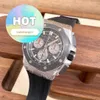 AP Наручные часы Хронограф Royal Oak Offshore Series 26420SO Прецизионная стальная керамическая задняя крышка с прозрачным временем Мужская мода Часы для спорта и отдыха