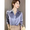 Marke Qualität Luxus Frauen Satin Hemd Elegante und Jugendliche Frau Blusen Büro Damen Weiß Langarm Shirts Seide Tops 240315