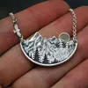 Pendant Necklaces Snow Mountain Necklace Men Women Retro Jewelry Natural Scenery Tree Sunrise Birthday CollarPendant349B