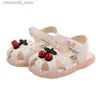 Sandalen Maat 15-30 Zomer Meisjes Baby Sandalen Cherry Gesloten Tenen Peuter Baby Prinses Walker Baby Meisjes Schoenen Sandalen Q240328