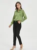 Женские однотонные рубашки SuyaDream, 93% натуральный шелк, 7% спандекс, шикарные блузки с длинными рукавами, весенне-осенний офисный женский топ 240328
