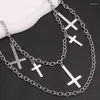 Nyckelringar Silverfärg Hip Hop Keychain Pants Chain For Women Trendy Punk smycken Tillbehör Geometriska Cross Pendant Jeans Pant