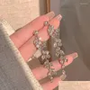 أقراط ثريا Dangle Luxury Korea Zircon Zircon Leaves Drop Crystal arring for Bride Women Girl Party Party Jewelry Delivery OTO96