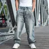 2021 Свободные джинсы Мужские джинсовые брюки Мешковатые прямые камуфляжные карманы Хип-хоп Скейтборд Светло-голубые широкие брюки большого размера 46 I5eS #