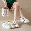 Scarpe Casual Sneakers Donna Maglia estiva Vulcanizzata Piattaforma cava traspirante Piatto Bianco Tennis Donna Testa tonda Stringate