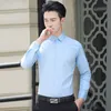 Camicia da uomo Lg manica standard-fit tinta unita basic Dr camicia patch tasca singola alta qualità formale sociale bianco lavoro ufficio top A23 t1Gs #