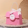 10/20Pcs Fresh Pearl Bag Candy Box With Handle Wedding Sweet Favor Gift Packaging Box With Butterfly Bow Birthday Party Supplies 240322