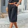 Short mi-hauteur poches droites jambes larges femmes shorts couleur unie shorts pour femme pantalon femme q9oO #