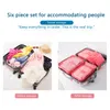 Aufbewahrungstaschen 6-teiliges Reisetaschen-Set für Kleidung, ordentlicher Organizer, Kleiderschrank, Koffer, Beutel, Schuhe, Verpackung, Würfel