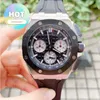 AP 손목 시계 크로노 그래프 Royal Oak Offshore 26420 Su Precision Steel Ceramic Ring Back 투명한 크로노 그래프 남성 패션 레저 비즈니스 스포츠 기계