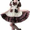 pokojówka Dr Woman Lovely Lolita Coffee Shop Stroje Cosplay mundury japońskie maiddr brązowy łuk krótki rękawe babeczki Dr l8kv#