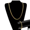 Men Hip Hop 6 5mm Hemp Chain Hiphop 로프 체인 14K 골드 실버 도금 팔찌 목걸이 Set268S