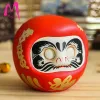 Miniatures 4 pouces poupée Daruma en céramique japonaise chat chanceux Fortune ornement tirelire bureau table Feng Shui artisanat décoration de la maison cadeaux