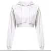 Women's Hoodies Sweatshirts Womens brand solid color short hooded Sweatshirt spring autumn winter cotton pullover navel exposed sweater (S-2XL) 24328