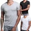 Mäns korta ärm Premium Solid Cott V Neck T Shirts Men Tee T Shirt Pack Men E4ia#