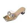 Pantoufles 2024 Chaussures de mode pour femmes Modem Femme mature élégante fête strass cristal