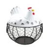 Paniers Porte-œufs Panier Organisateur Stockage Conteneur De Fruits En Céramique Cuisine Poule Décor Panier Forme De Poulet Conteneur En Céramique Organisateur