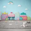 Adesivi Decorazione murale per la camera dei bambini adesivi murali arcobaleno nuvola mongolfiera layout asilo adesivi murali stereo 3d