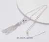 Top luxury fine designer jewelry Sterling Silver Leopard Head Tassel Necklace Womens Versatile and Exaggerated Design Sweater Chain Original 1to1 With Real Logo