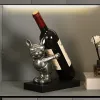 Esculturas estátuas de buldogue francês, suporte de vinho, esculturas nórdicas, decoração de casa, quarto, mesa, enfeites de resina, estátua de mordomo de cachorro