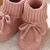 First Walkers Baby Shoes Solid Color Knitted Born Boys And Girls Boots Soft Bottom Infant Unisex Footwear 0-18m Child Booties