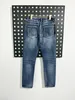 Vrouwen zwart gestapelde broek Men Skinny Designer Jeans Vintage Wash massief blauw recht fit Lange casual denim broek Spring Summer Streetwear#A14