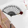 Decorative Figurines Lace Flower Folding Fan Vintage Hand Handheld For Tea Party Dancing Cosplay