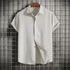 Men's Casual Shirts Men Clothing 2024 Summer Short Sleeve Shirt Loose Solid Button