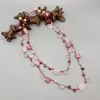 Pendants FoLisaUnique Pink Rose Quartz Necklace For Women Girls Gift Personalized Crocheted Braid Crystal Pearls Agate Long